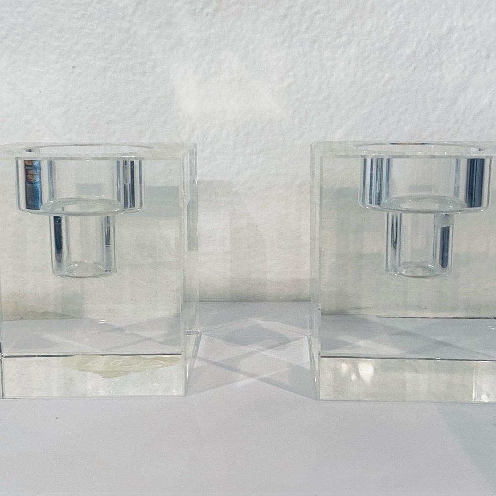 Set of 2 genuine crystal candle holders home decor